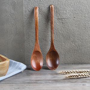 20cm solid wood <b>spoon</b>, environmentally friendly, old lacquer, food-grade, household wooden <b>spoon</b>, <b>small</b> wooden ladle, soup - Product Image 2