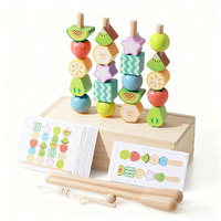 Creatief houten Tanghulu-speelgoed voor kinderen, cognitief fruit-sorteer- en bouwspel, educatief kralenspeelgoed voor vroeg onderwijs