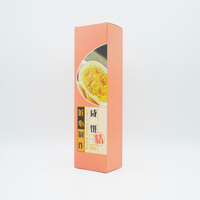 Boîte en carton rectangulaire longue personnalisée, impression couleur, qualité alimentaire, pliable, avec illustration sur mesure.
