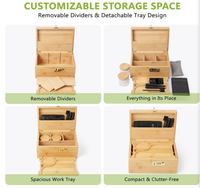 Boîte de rangement en bambou de grande taille de qualité supérieure avec serrure, organisateur décoratif en bois avec compartiment amovible pour cadeau
