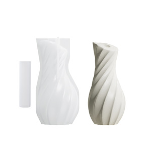 Stampo <span class=keywords><strong>in</strong></span> Silicone Fai-da-Te con Vaso a Strisce Laterali e Ornamenti <span class=keywords><strong>in</strong></span> <span class=keywords><strong>Gesso</strong></span>, Design Moderno Minimalista Modello D5420 - Product Image 5