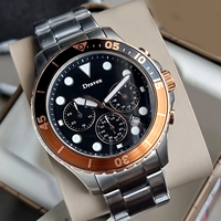 Montre Chronographe de Plongée pour Homme de Haute Qualité, Lunette Rotative, Index Points, Triangle Inversé, Acier Inoxydable FS5767, Tendance Sport