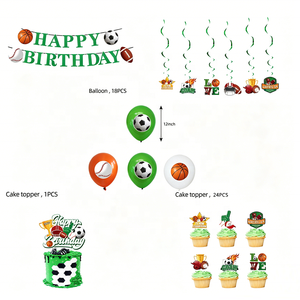 Décorations d'<span class=keywords><strong>anniversaire</strong></span> sportives : ballons de basketball, baseball, football, soccer – Thème sportif pour fête de bébé garçon – Fournitures de toile de fond - Product Image 5