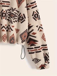 Custom Coat for <strong>Ladies</strong> Aztec Print Ethnic Ultra Fine <strong>Teddy</strong> <strong>Bear</strong> <strong>Fleece</strong> <strong>Hoodie</strong> Zipper Coat - Product Image 3