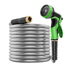 50 футов 75 футов 100 футов Садовый шланг водяной шланг Труба из нержавеющей стали металлический Садовый шланг с 10 функциями насадки - Product Image 2
