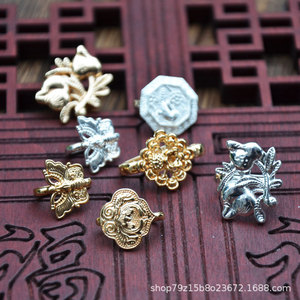 Pure Copper Butterfly Ruyi Flower <b>Button</b> Earring Brooch Jewelry Accessories Plated Metal Decorative Findings For DIY Crafting - Product Image 2