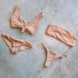 Maillot de bain personnalisé pour femmes, imprimé tie-dye, bretelles doubles, bikini halter, tissu lisse, sexy et élégant, 1 pièce seulement - Product Image 5