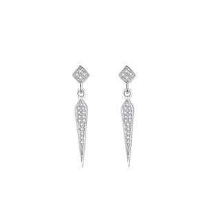 Boucles d'oreilles pendantes géométriques en argent sterling S925 avec zircone ronde, version cuivre personnalisable, cadeau créatif pour femmes - Product Image 1