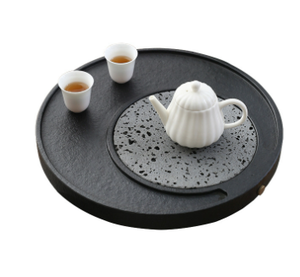 Stone Tea Tray Household Modern Minimalist Natural Stone Tea Sea Set Accessories Black Gold Stone Tea Tray Lettering - Product Image 3