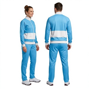 Survêtement unisexe en polaire écologique rouge et blanc, coupe ajustée, respirant, à manches longues, avec capuche à cordon de serrage, style sportif - Product Image 4
