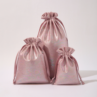 Pochette à cordon en velours scintillant de luxe avec logo personnalisé, sacs d'emballage pour bijoux, épais, anti-poussière, à effet métallique irisé et brillant