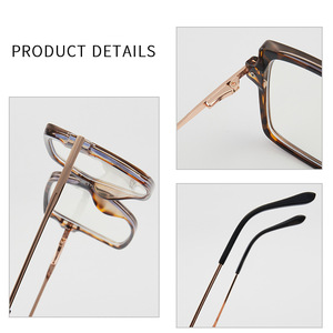 Montures de lunettes carrées TR87164, monture intégrale, protection anti-lumière bleue, unisexe, verres plats, matériau des verres en acétate - Product Image 5