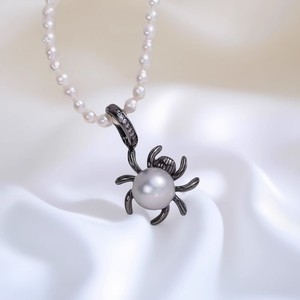 31295DIY Bonito colgante de araña con soporte de plata S925 y accesorio vacío para cuentas redondas de 8-9mm, para collares, colgantes de perlas y dijes - Product Image 1