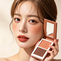 Palette de poudre contouring double couleur pour sculpter le visage, marron chaud, soyeux, facile à estomper, fini mat, longue tenue, léger, naturel