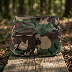 Men's Vintage Camouflage Printed 100% <b>Nylon</b> Breathable Elastic Waist Drawstring Quick Dry Casual <b>Shorts</b> - Product Image 3