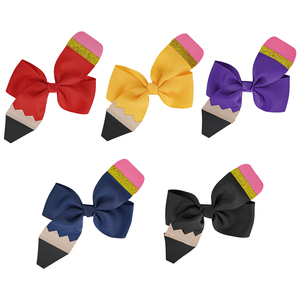 Fermagli per capelli con fiocco <span class=keywords><strong>a</strong></span> matita per il ritorno <span class=keywords><strong>a</strong></span> scuola, accessori per capelli per bambini e neonati, fiocchi da cheerleader per studentesse, festa di benvenuto - Product Image 1