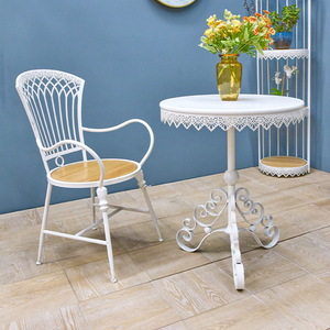 Table basse ronde en métal blanc, style moderne français, pour salle à manger, patio, jardin, salon, extérieur - Product Image 2
