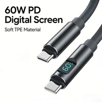 Prix de gros usine pour câble PD USB-C vers USB-C 60W ultra-rapide pour iPhone 17 Pro Max avec affichage numérique en temps réel