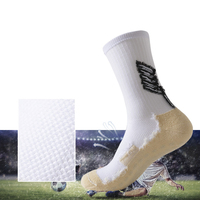 Chaussettes de football antidérapantes de haute qualité avec logo jacquard personnalisé, coussinets absorbants en tissu éponge tricoté, hauteur genou