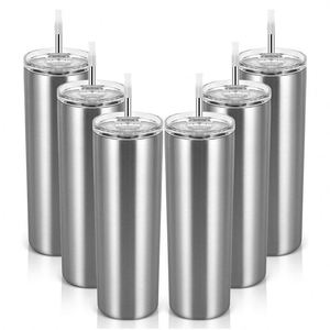 Double Wall Straight Stainless Steel Thermos <b>Flask</b> Skinny Tumbler Cups Sublimation 20 Oz Thermal Coffee Cup With Straw - Product Image 3
