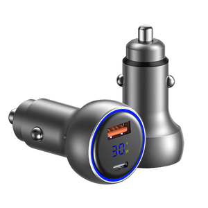 Cargador de coche con puerto USB tipo C, adaptador de carga rápida QC3.0, cargador de teléfono doble USB+Tipo C con luces LED, precio de fábrica. - Product Image 1