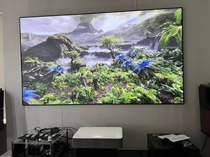 Pantalla <span class=keywords><strong>de</strong></span> Proyección HEYU ALR con Rechazo <span class=keywords><strong>de</strong></span> Luz Ambiental CLR PET, Marco Negro Cristal, <span class=keywords><strong>100</strong></span> 120 <span class=keywords><strong>Pulgadas</strong></span>, para <span class=keywords><strong>Proyector</strong></span> <span class=keywords><strong>de</strong></span> Tiro Ultra Corto UST - Product Image 3