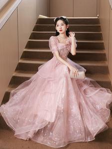 S0779H 2023 nouvelle lumière luxe niche haut de gamme haut de gamme sens adulte cérémonie hôte Art test spectacle rose robe de soirée - Product Image 2