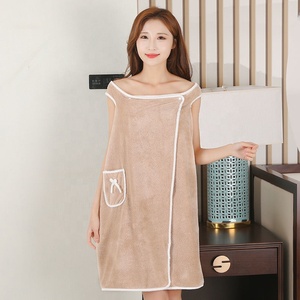 Asciugamano da bagno Super assorbente in microfibra per bagno Spa alla moda in pile di corallo <span class=keywords><strong>accappatoio</strong></span> indossabile per adulti per bambini, telo da bagno avvolgente - Product Image 6