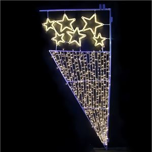 150 सेमी 200 सेमी 250 सेमी 300 सेमी के नेतृत्व वाले पोल घुड़सवार क्रिसमस सजावट 2 डी xmas स्टार मोटिफ लाइट - Product Image 3