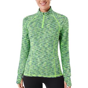 Custom Womens Quarter Zip Long Sleeve Workout <b>Top</b> Breathable Yoga Running Pullover - Product Image 1