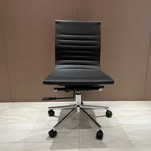 Hot sale height adjustable metal frame ergonomic mid back office without armrest leather office chair