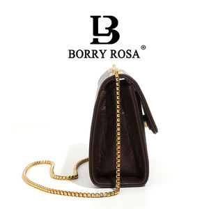 Sac fourre-tout <span class=keywords><strong>de</strong></span> <span class=keywords><strong>luxe</strong></span> pour femme style vintage français BORRY ROSA en PU imperméable avec fermeture éclair, design simple et bandoulière chaîne - Product Image 4