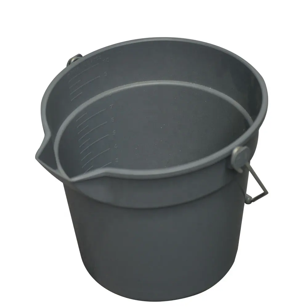 Cheap plastic water bucket with metal handle small wash bucket with pour spout