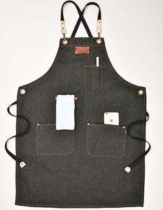 Tablier en jean personnalisé avec logo et impression de lettres, équipement de travail à bretelles pour pâtisseries, salons de coiffure et techniciens en coiffure - Product Image 4