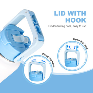 Everich Bouteille d'eau à injection sous vide à double paroi de 32oz en acier inoxydable avec couvercle à poignée 2 en 1 avec crochet pratique pour l'extérieur - Product Image 4