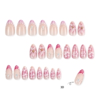 Fairy Seaside Faux Ongles à Presser en PMMA Faits Main, Style Français Amande, avec Breloques Dégradées Effet Perle et Base Rose Glacé, Certifié CE/MSDS, Personnalisable