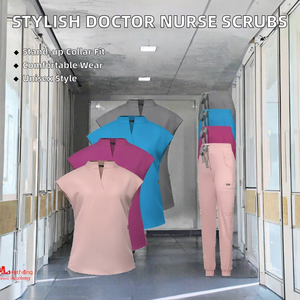 Tenues de travail élégantes pour médecins et infirmières, blouses de soins esthétiques pour salons de beauté, uniformes de chirurgiens à col montant, confortables et unisexes en tricot - Product Image 2