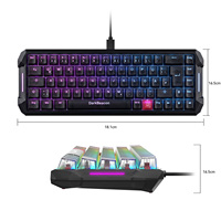 Teclado Mecánico Silencioso con Cable DarkBeacon Blade 68, Diseño Alemán, 65% QWERTZ, Multilingüe, Retroiluminación RGB, DB Neon Red Gaming