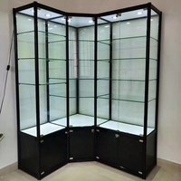 Günstige Aluminium-Glasvitrine für Einzelhandelsgeschäfte Wandmontierte Glasvitrine mit Beleuchtung