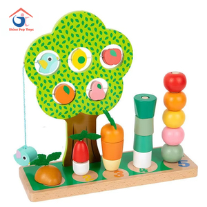 สินค้าดรอปชิปปี 2026 ของเล่นไม้หลากสีสันสำหรับการศึกษาปฐมวัย ตัวต่อผักผลไม้รูปสัตว์ - Product Image 1