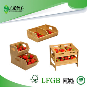 Stackable bamboo <b>vegetable</b> rack, multi-tiered floor-<b>standing</b> fruit and <b>vegetable</b> basket storage rack for home kitchens. - Product Image 5