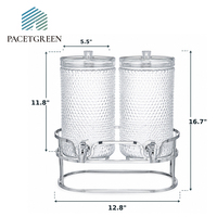 Distributeur de jus en verre en gros, 2 en 1, avec double robinet et support métallique, personnalisé pour restaurants, hôtels, banquets