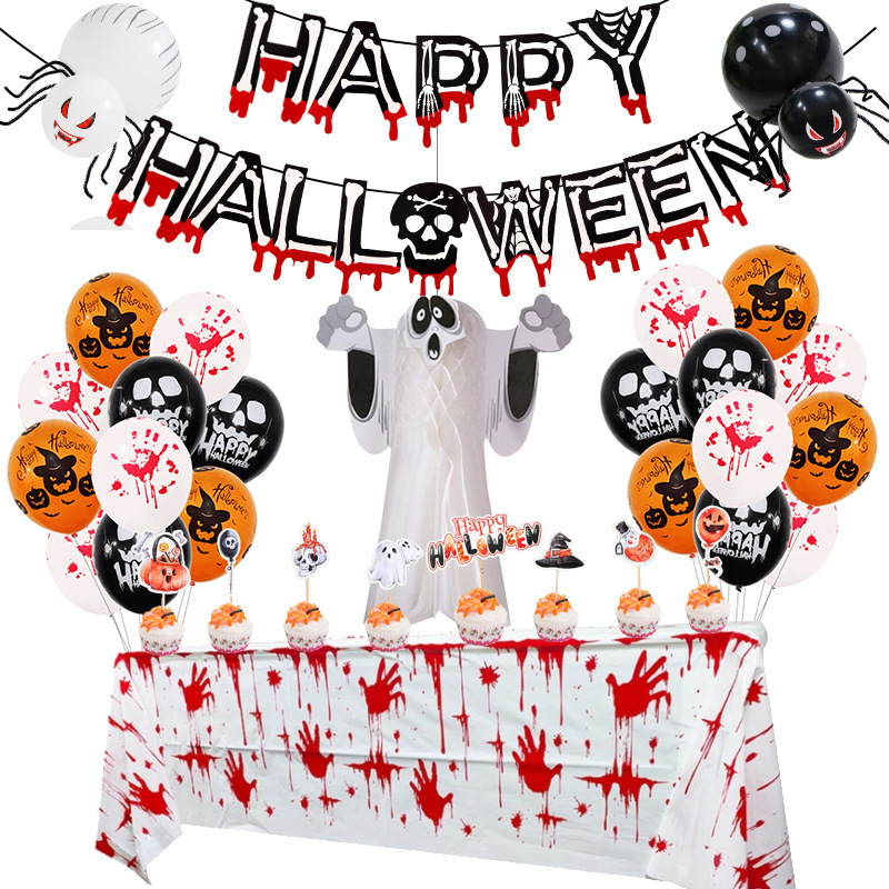 Juego de Mantel de Halloween con Mano Ensangrentada 1