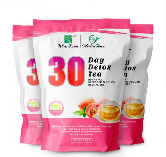 Detox Slimming Tea 30 Days Weight Loss Peach Fruit Flavored Natural Herbal Slimming Tea