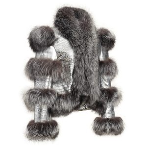 2023 חורף עור סתיו יוקרה דביבון שועל שרוולים פרווה צווארון נשים - Product Image 2