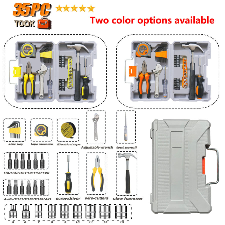 Ensemble d'outils ménagers de 35 pièces