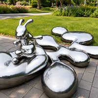 Meilleures ventes : Sculpture de lapin de luxe en acier inoxydable poli miroir, pour jardin, parc, hôtel, cour extérieure, taille personnalisée, OEM