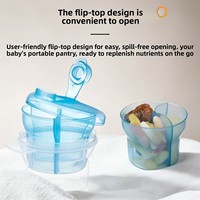 Distributeur de formule rotatif portable à 3 compartiments, moulé par injection, sans BPA, en PP de qualité alimentaire scellé, conteneur à collation multicolore