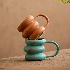 Mug à café <span class=keywords><strong>en</strong></span> céramique de forme de pneu rétro exquis, tasse à latte art vintage japonaise pour <span class=keywords><strong>couple</strong></span> - Product Image 3