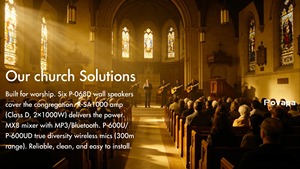 Sistema Audio Professionale per Chiesa con 6 Altoparlanti a Parete, Microfono Wireless, Cuffie, Amplificatore e Mixer per Culto Cristiano - Product Image 5